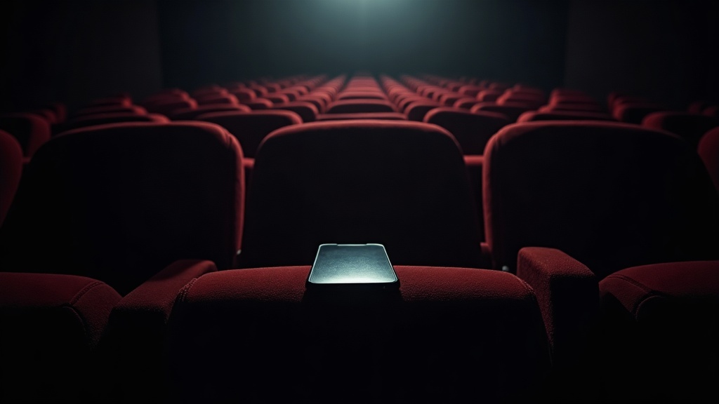 Un móvil apagado en una butaca de cine vacía